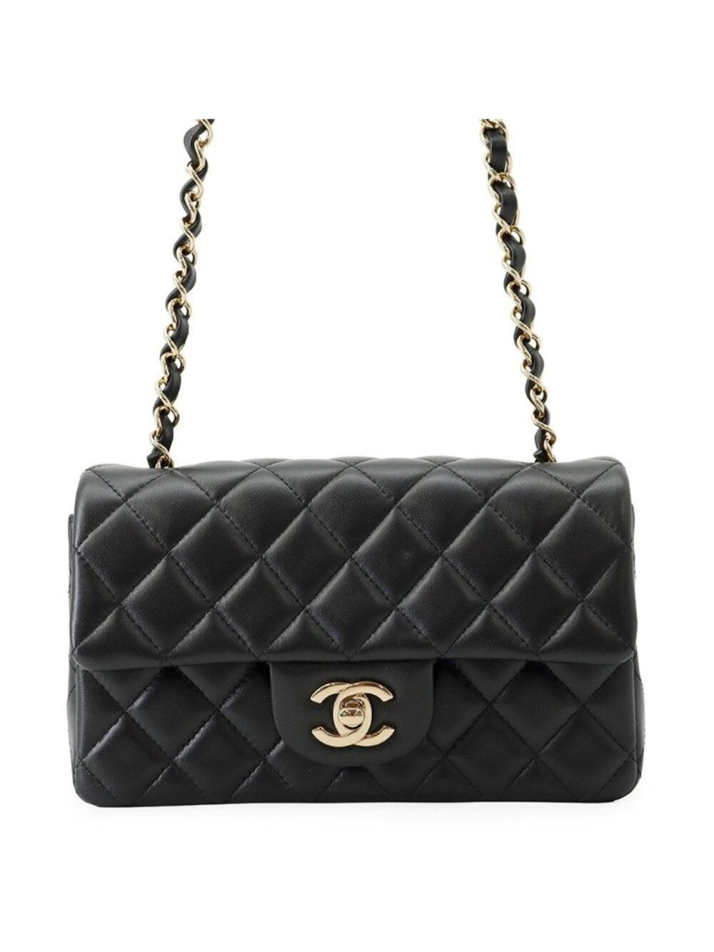 Chanel Chain Shoulder Bag Mini Quilted CC Logo Lambskin Black